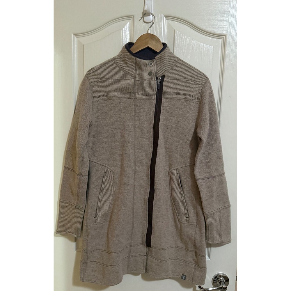 Title Nine Women's M Wool Blend Jacket Sweater Tan Taupe Cozy Fall.